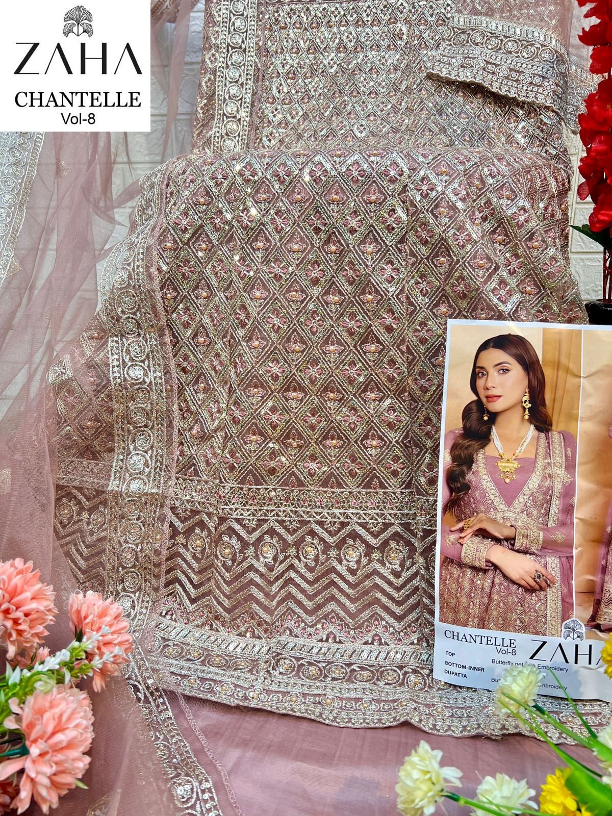 Chantelle Vol 8 10354 Zaha Butterfly Net Pakistani Salwar Suits Manufacturer