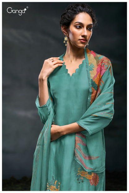 Charaya 3044 Ganga Bemberg Silk Plazzo Style Suits Manufacturer