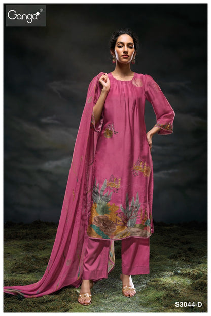 Charaya 3044 Ganga Bemberg Silk Plazzo Style Suits Manufacturer