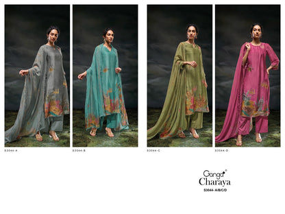 Charaya 3044 Ganga Bemberg Silk Plazzo Style Suits Manufacturer
