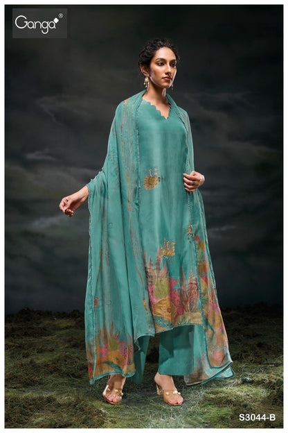 Charaya 3044 Ganga Bemberg Silk Plazzo Style Suits Manufacturer