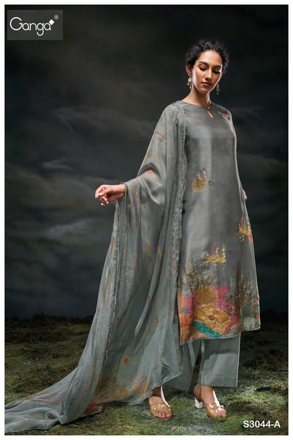 Charaya 3044 Ganga Bemberg Silk Plazzo Style Suits Manufacturer