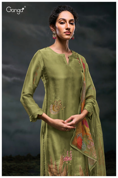 Charaya 3044 Ganga Bemberg Silk Plazzo Style Suits Manufacturer
