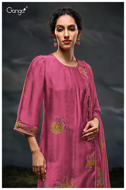 Charaya 3044 Ganga Bemberg Silk Plazzo Style Suits Manufacturer