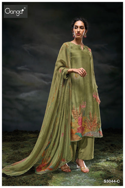 Charaya 3044 Ganga Bemberg Silk Plazzo Style Suits Manufacturer