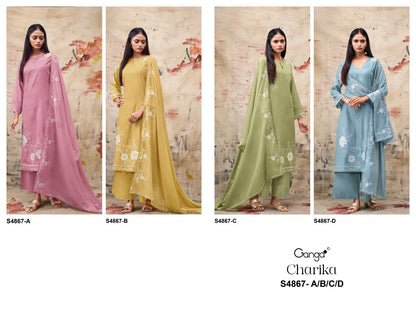 Charika S4867 Ganga Bemberg Plazzo Style Suits Manufacturer Gujarat