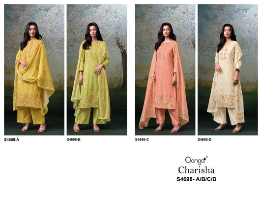 Charisha S4698 Ganga Cotton Pant Style Suits Manufacturer India