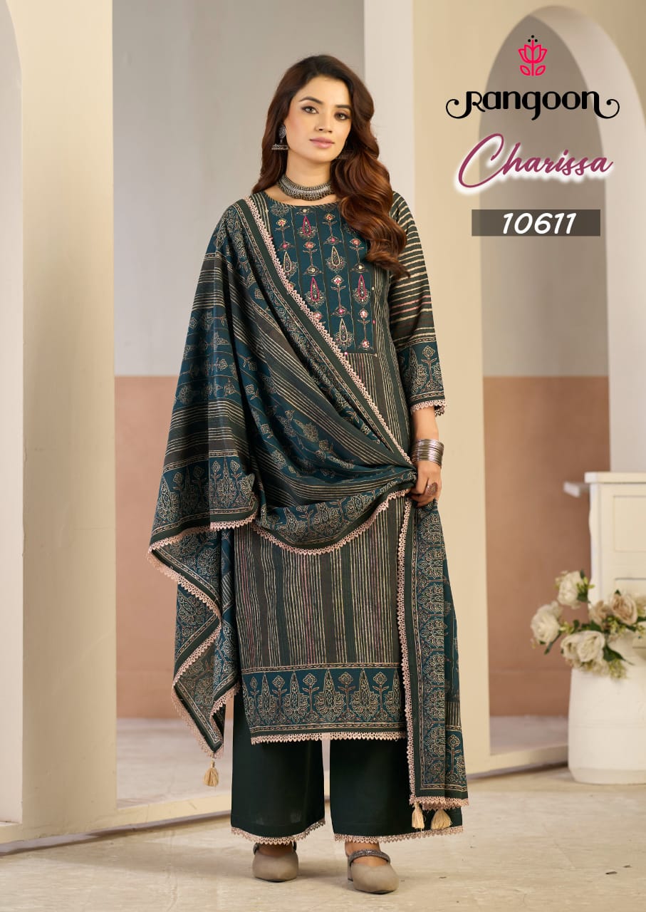 Charissa Rangoon Viscose Cotton Readymade Plazzo Style Suits Supplier Ahmedabad