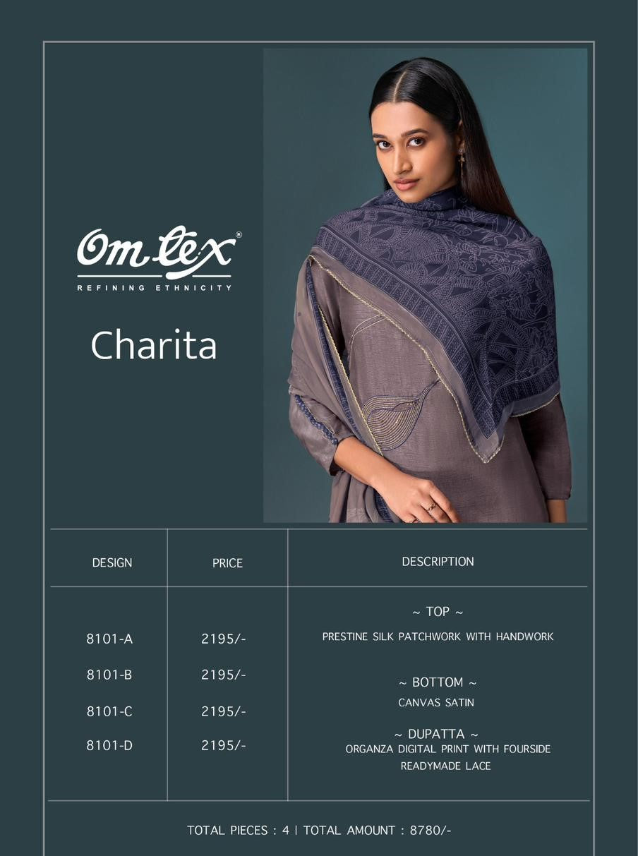 Charita Omtex Silk Pant Style Suits Exporter India