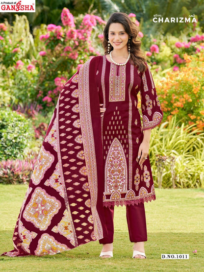 Charizma Vol 1 Ganesha Mix Cotton Karachi Salwar Suits Wholesaler Gujarat