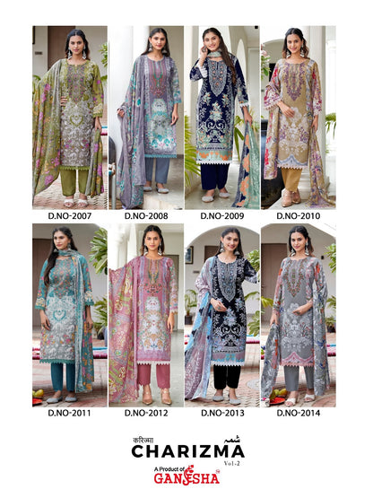 Charizma Vol 2 Ganesha Mix Cotton Karachi Salwar Suits Supplier