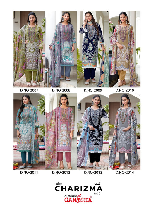Charizma Vol 2 Ganesha Mix Cotton Karachi Salwar Suits Supplier