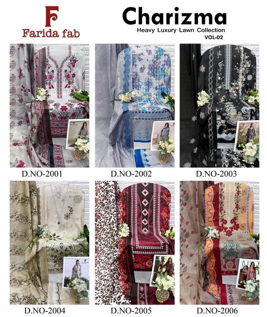 Charizma Vol 2 Farida Fab Cotton Open Pic Karachi Salwar Suits Wholesaler India