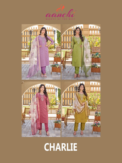 Charlie Aanchi Shimmer Jacquard Readymade Suits Manufacturer Gujarat
