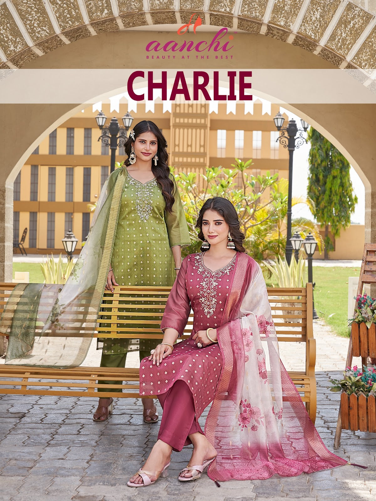 Charlie Aanchi Shimmer Jacquard Readymade Suits Manufacturer Gujarat