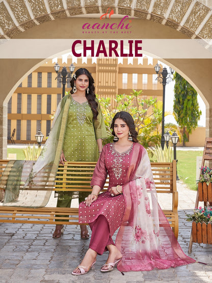 Charlie Aanchi Shimmer Jacquard Readymade Suits Manufacturer Gujarat