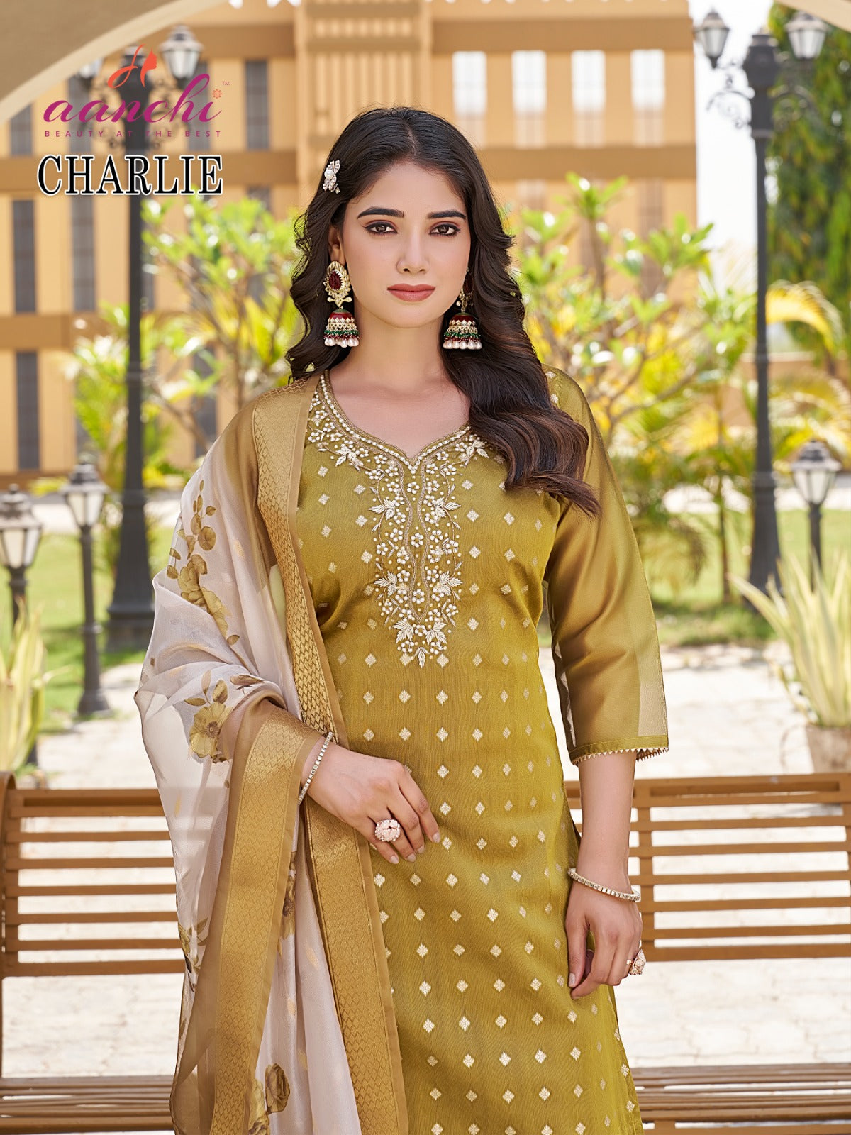 Charlie Aanchi Shimmer Jacquard Readymade Suits Manufacturer Gujarat