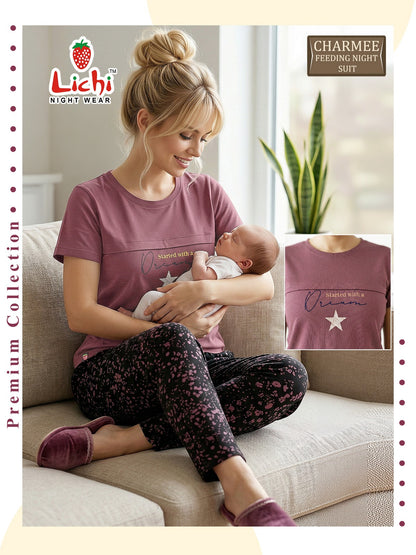 Charmee 200626 Lichi Hosiery Cotton Feeding Night Suit Wholesale Price