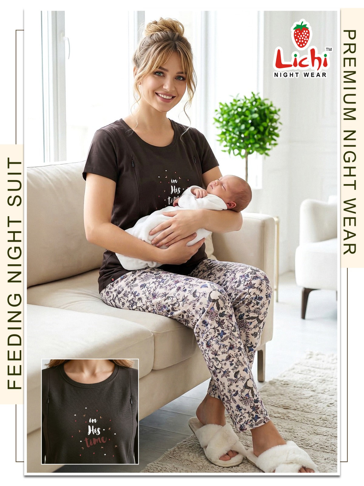 Charmee 200626 Lichi Hosiery Cotton Feeding Night Suit Wholesale Price
