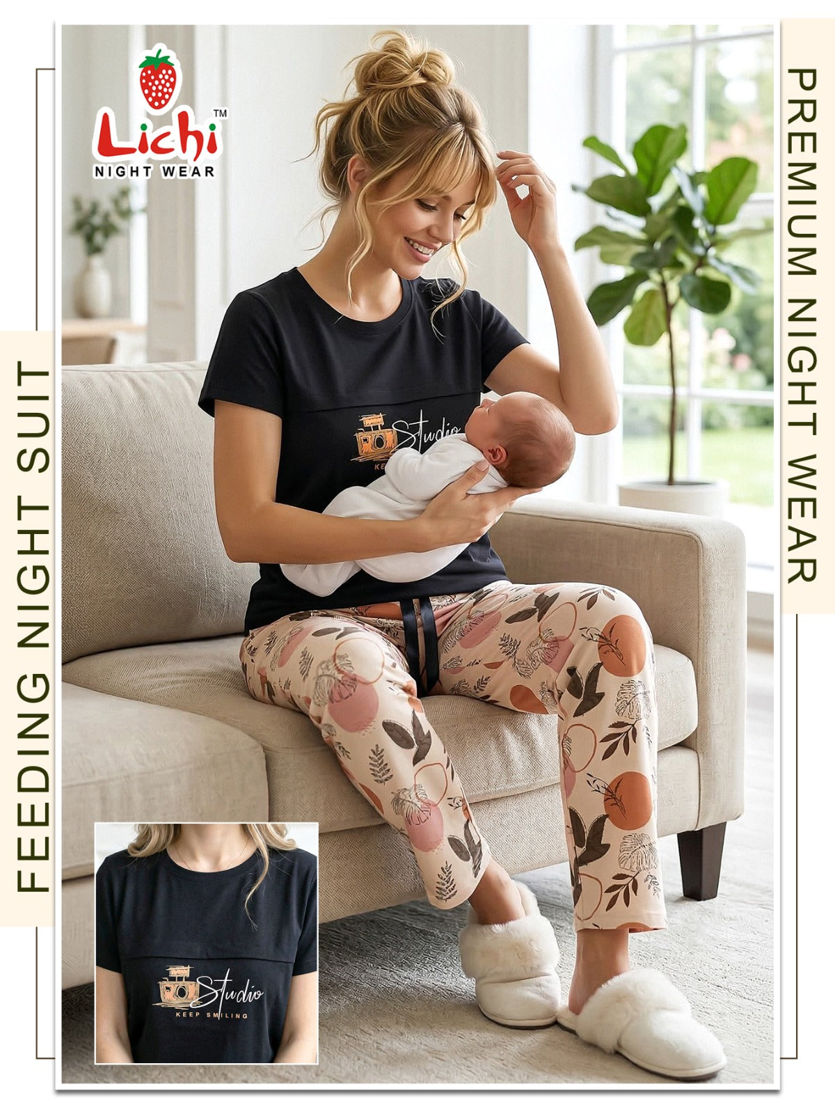 Charmee 200626 Lichi Hosiery Cotton Feeding Night Suit Wholesale Price