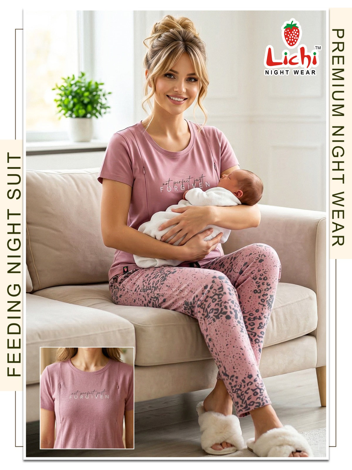 Charmee 200626 Lichi Hosiery Cotton Feeding Night Suit Wholesale Price