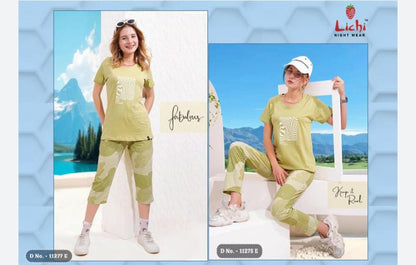 Charmee Pihu Lichi Hosiery Cotton Capri Pyjama Night Suits Supplier Ahmedabad
