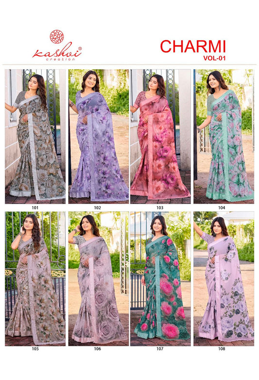 Charmi Vol 1 Kashvi Creation Weightless Sarees Supplier