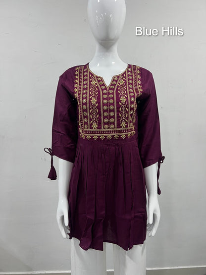 Charmi Vol 5 Blue Hills Rayon Stylish Short Tops Wholesaler Gujarat