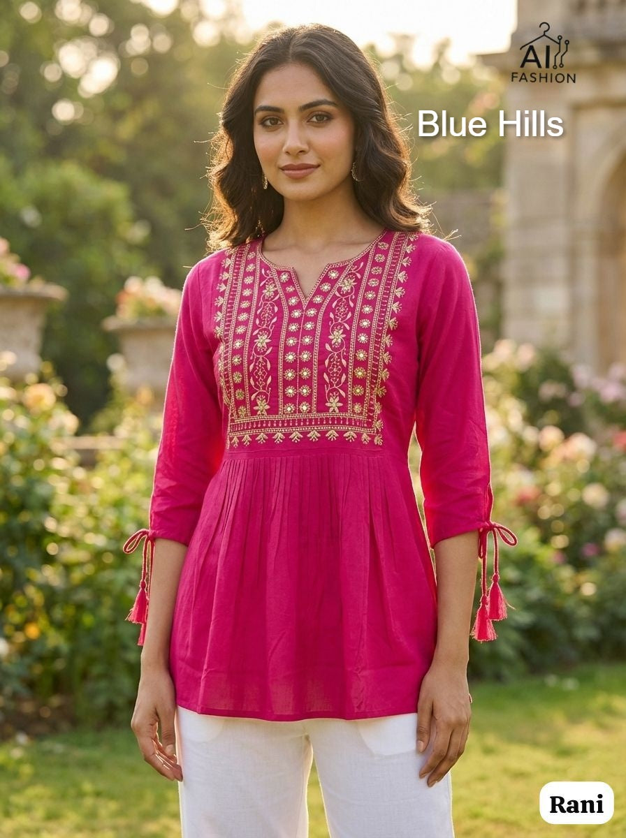 Charmi Vol 5 Blue Hills Rayon Stylish Short Tops Wholesaler Gujarat