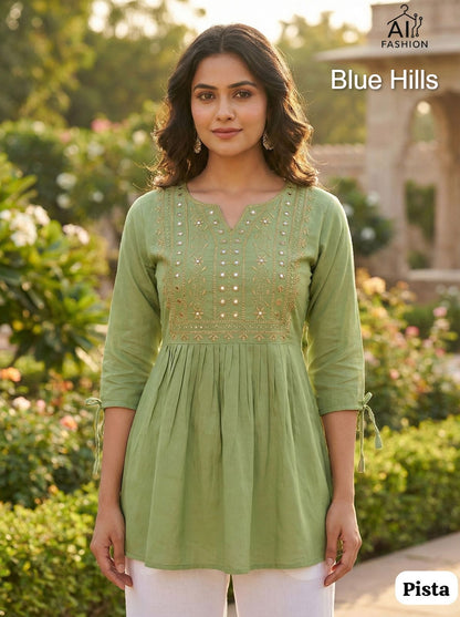 Charmi Vol 5 Blue Hills Rayon Stylish Short Tops Wholesaler Gujarat