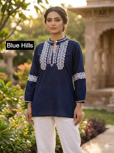 Charmi Vol 7 Blue Hills Rayon Fancy Tops Exporter Ahmedabad