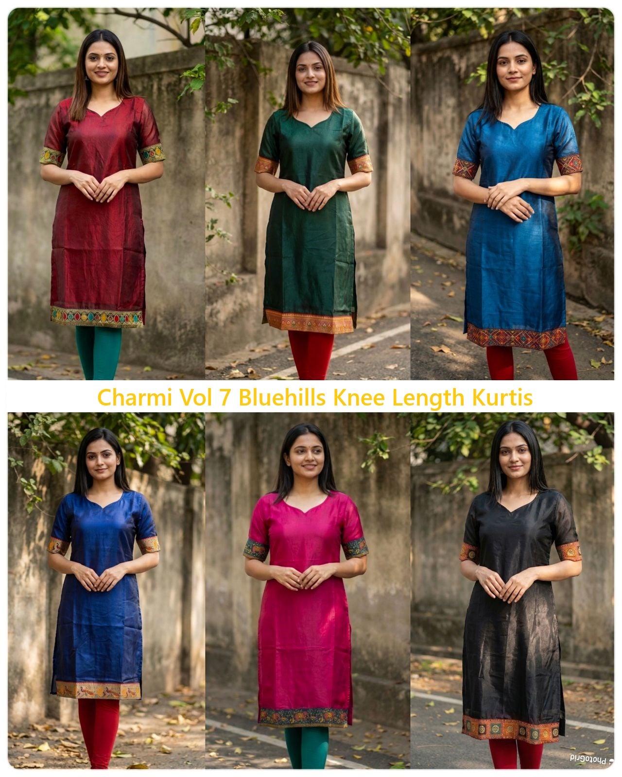 Charmi Vol 7 Bluehills Satin Knee Length Kurtis Wholesale