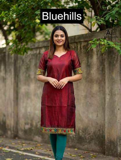 Charmi Vol 7 Bluehills Satin Knee Length Kurtis Wholesale
