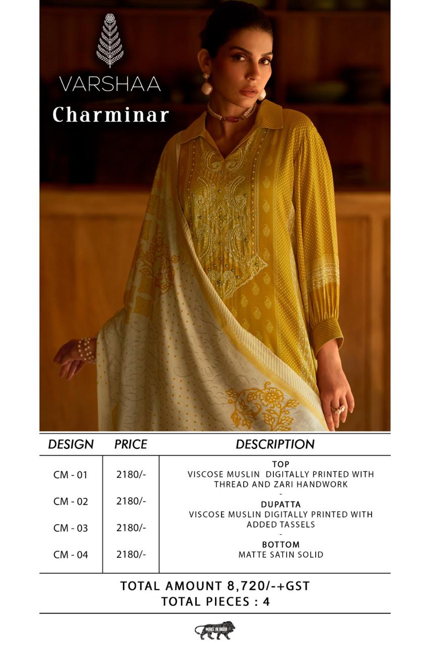 Charminar Varshaa Viscose Muslin Pant Style Suits Manufacturer Ahmedabad