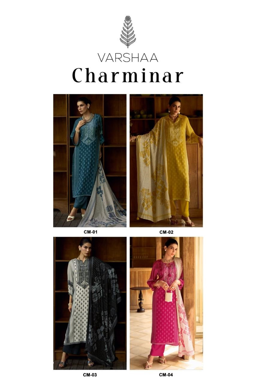 Charminar Varshaa Viscose Muslin Pant Style Suits Manufacturer Ahmedabad