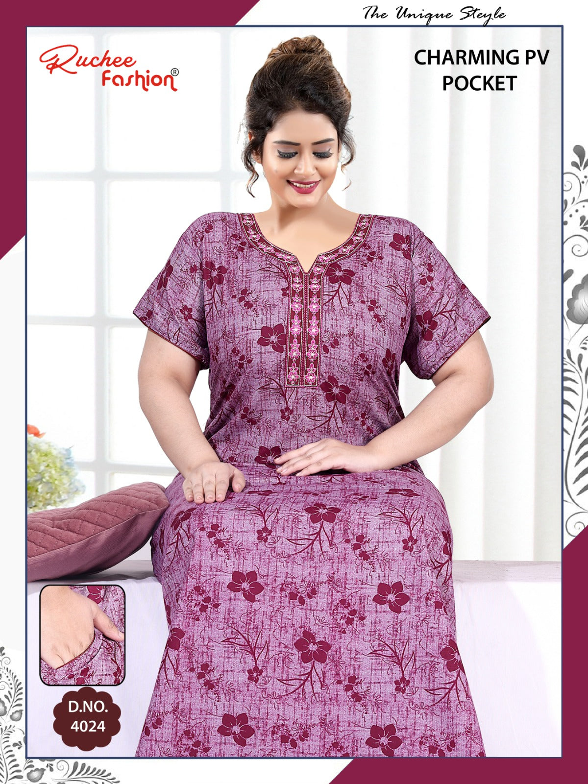 Charming Ruchee Fashion Pv Night Gowns Supplier Ahmedabad