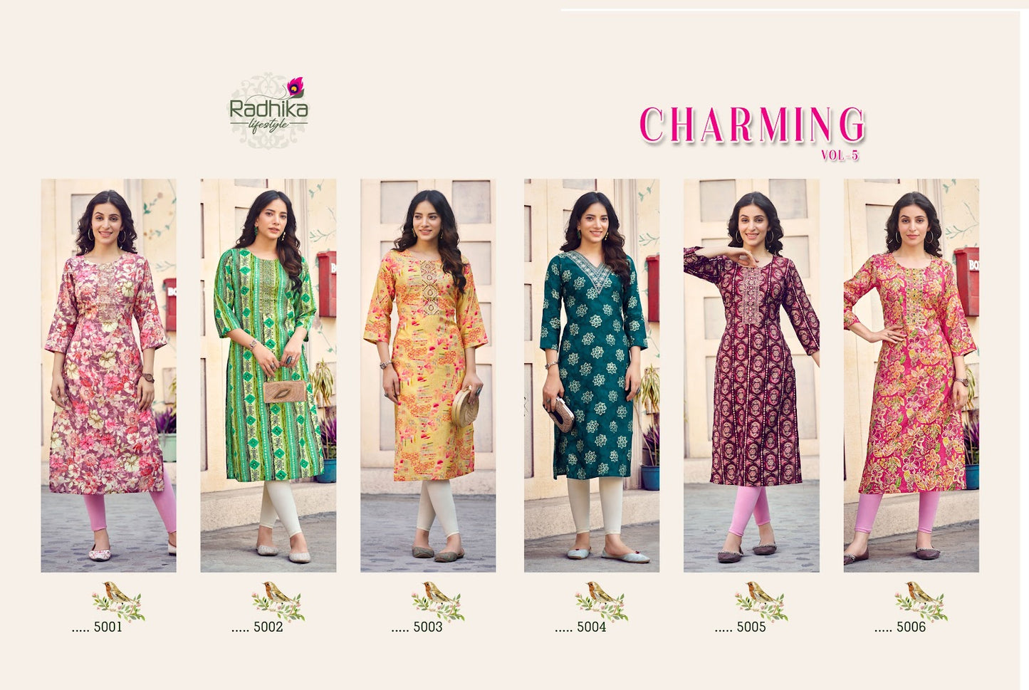 Charming Vol 5 Radhika Lifestyle Modal Chanderi Long Straight Kurti Wholesaler Gujarat