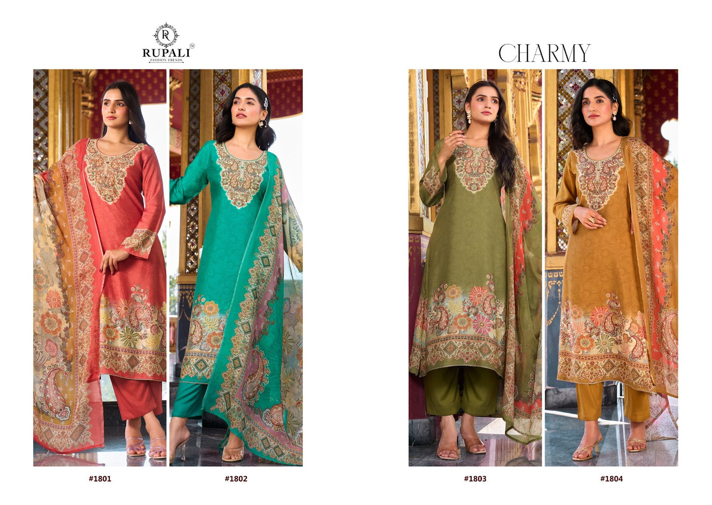 Charmy Rupali Viscose Muslin Pant Style Suits Wholesale Price