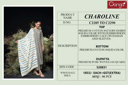 Charoline Ganga Premium Cotton Plazzo Style Suits Wholesaler Gujarat