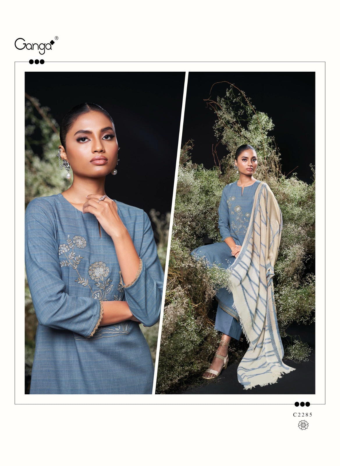 Charoline Ganga Premium Cotton Plazzo Style Suits Wholesaler Gujarat