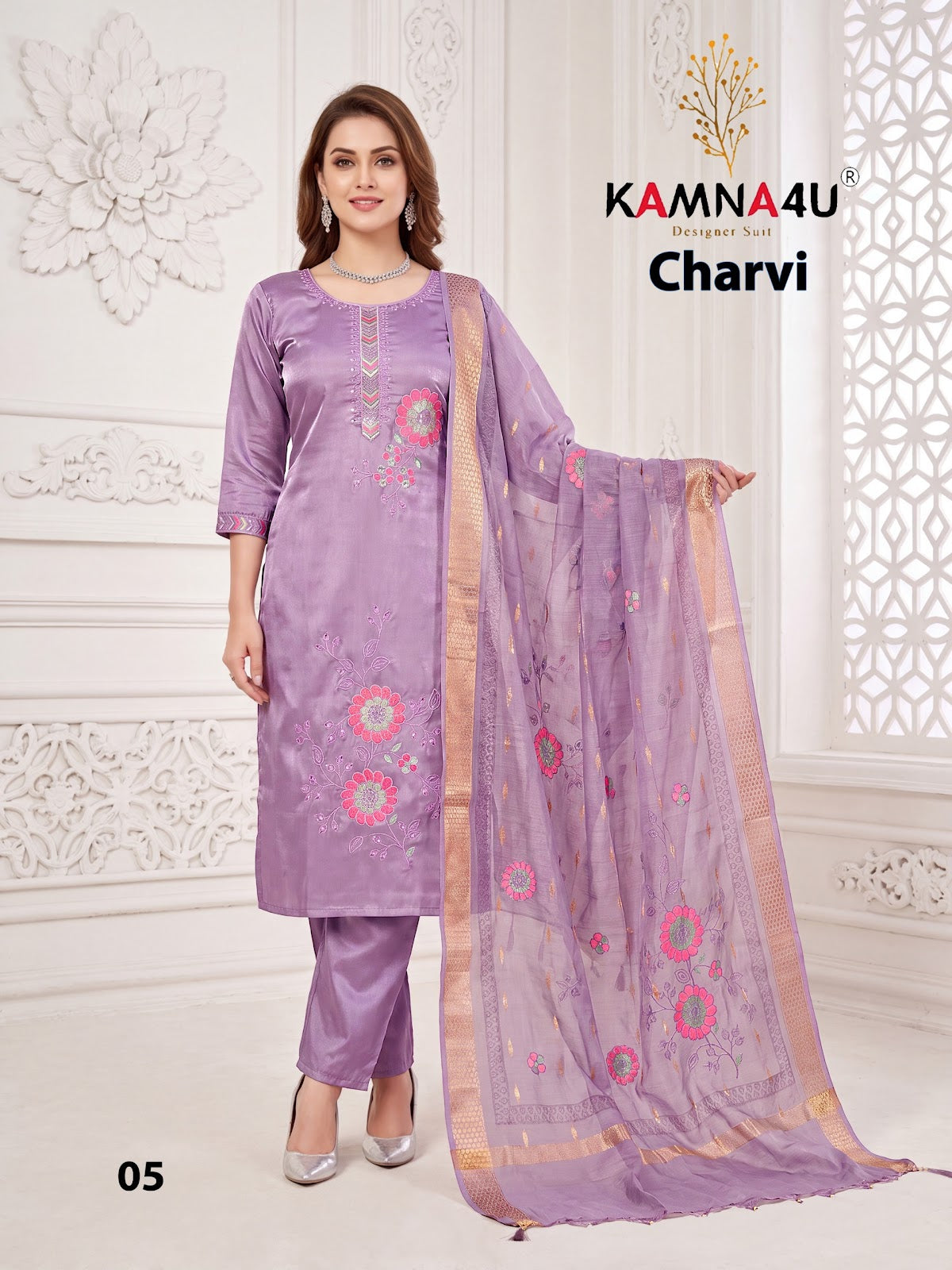 Charvi Kamna4U Roman Readymade Pant Style Suits Exporter Gujarat