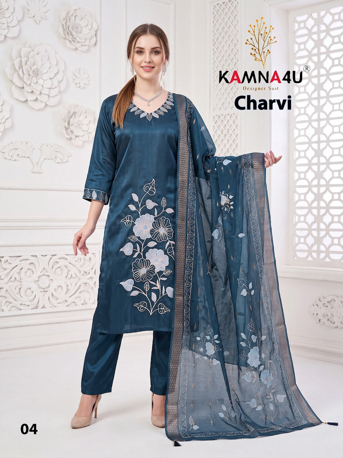 Charvi Kamna4U Roman Readymade Pant Style Suits Exporter Gujarat