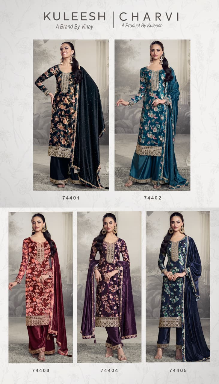 Charvi Kuleesh Vinay Fashion Llp Velvet Suits Manufacturer India