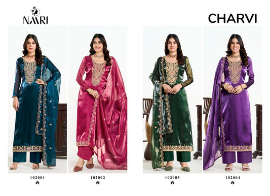 Charvi Naari Zimichu Silk Pant Style Suits Supplier Ahmedabad