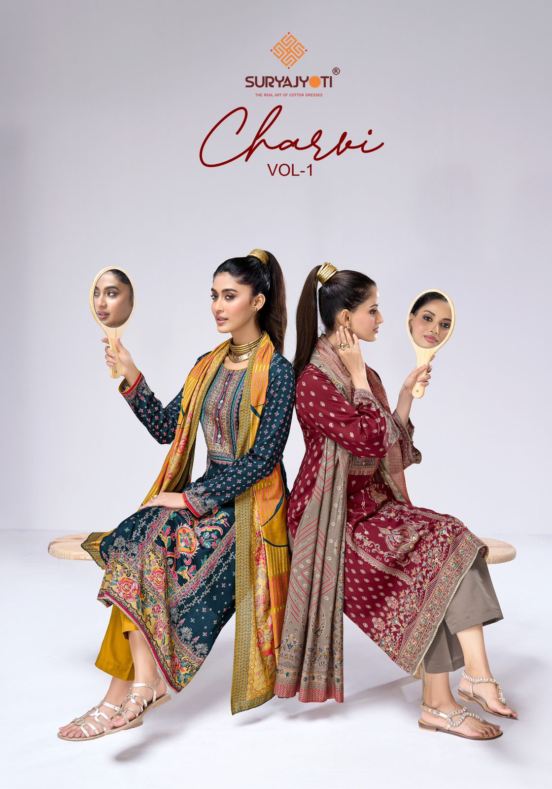 Charvi Vol 1 Suryajyoti Jaam Satin Karachi Salwar Suits Exporter Gujarat