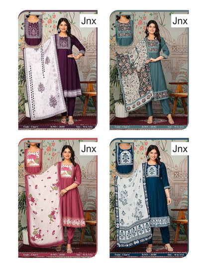 Charvi With Pocket Jnx Vertican Readymade Anarkali Suits Exporter Gujarat