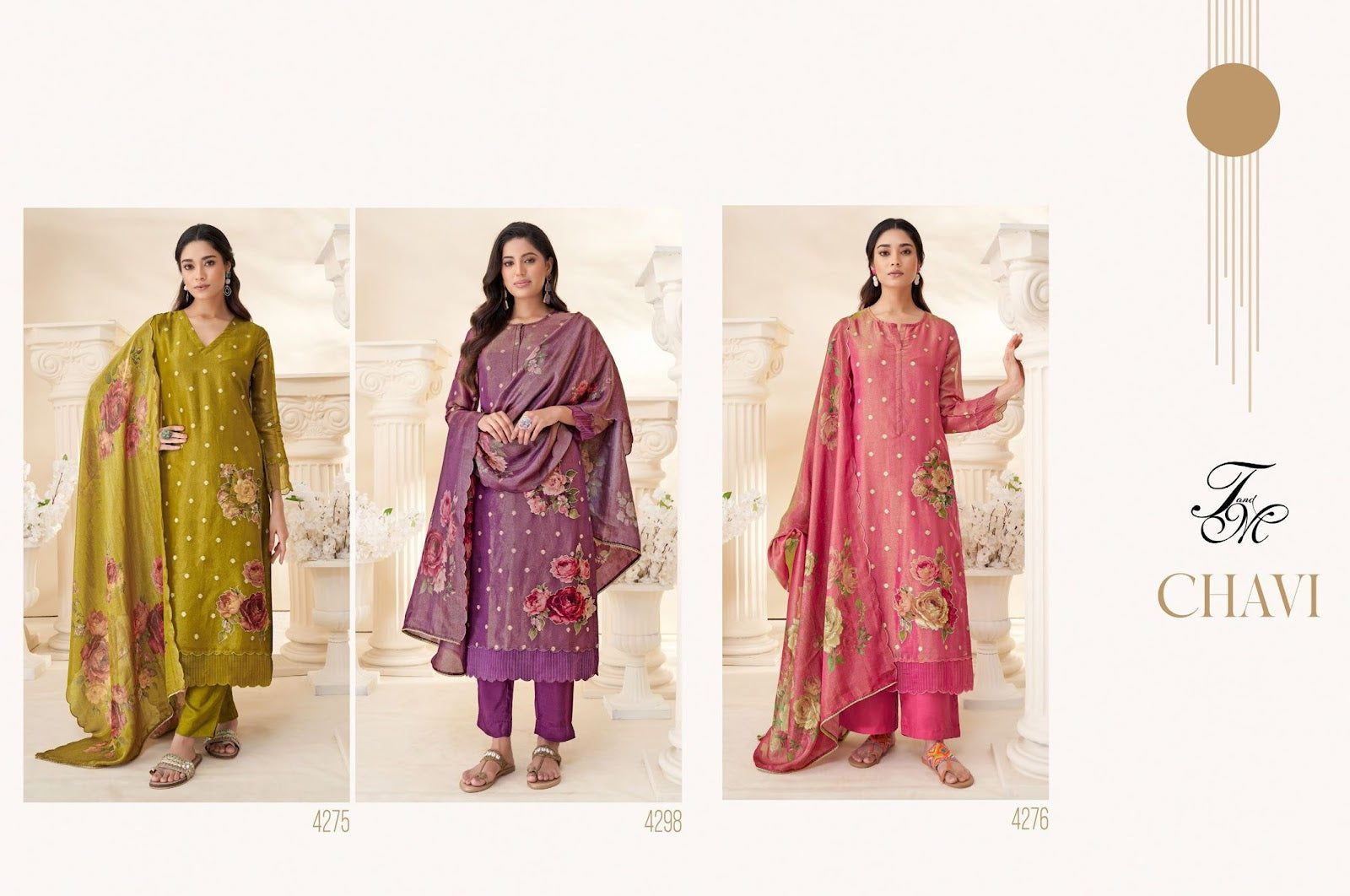 Chavi Tm Simmer Tissue Plazzo Style Suits Wholesaler Ahmedabad