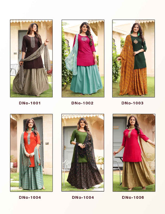 Chayaa Vol 1 Paavi Rayon Readymade Skirt Style Suits