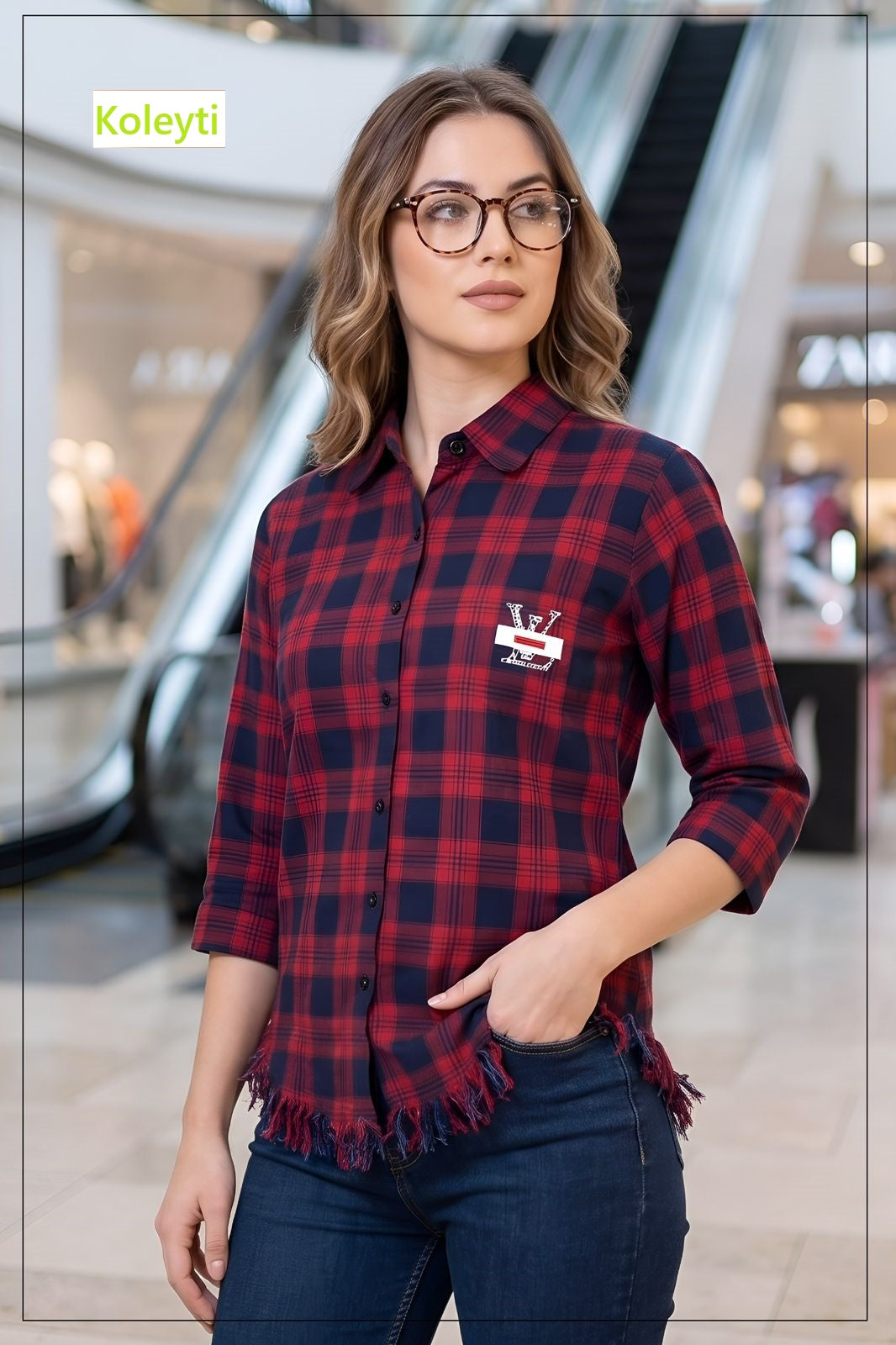Cheks Pattern 040626 Koleyti Women Shirts Wholesaler