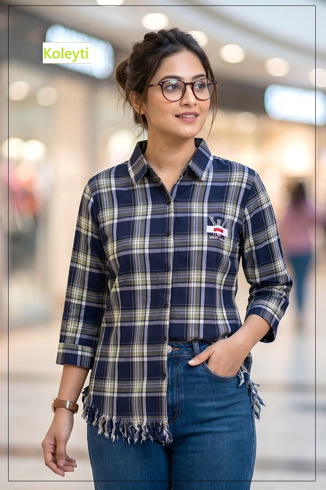 Cheks Pattern 040626 Koleyti Women Shirts Wholesaler